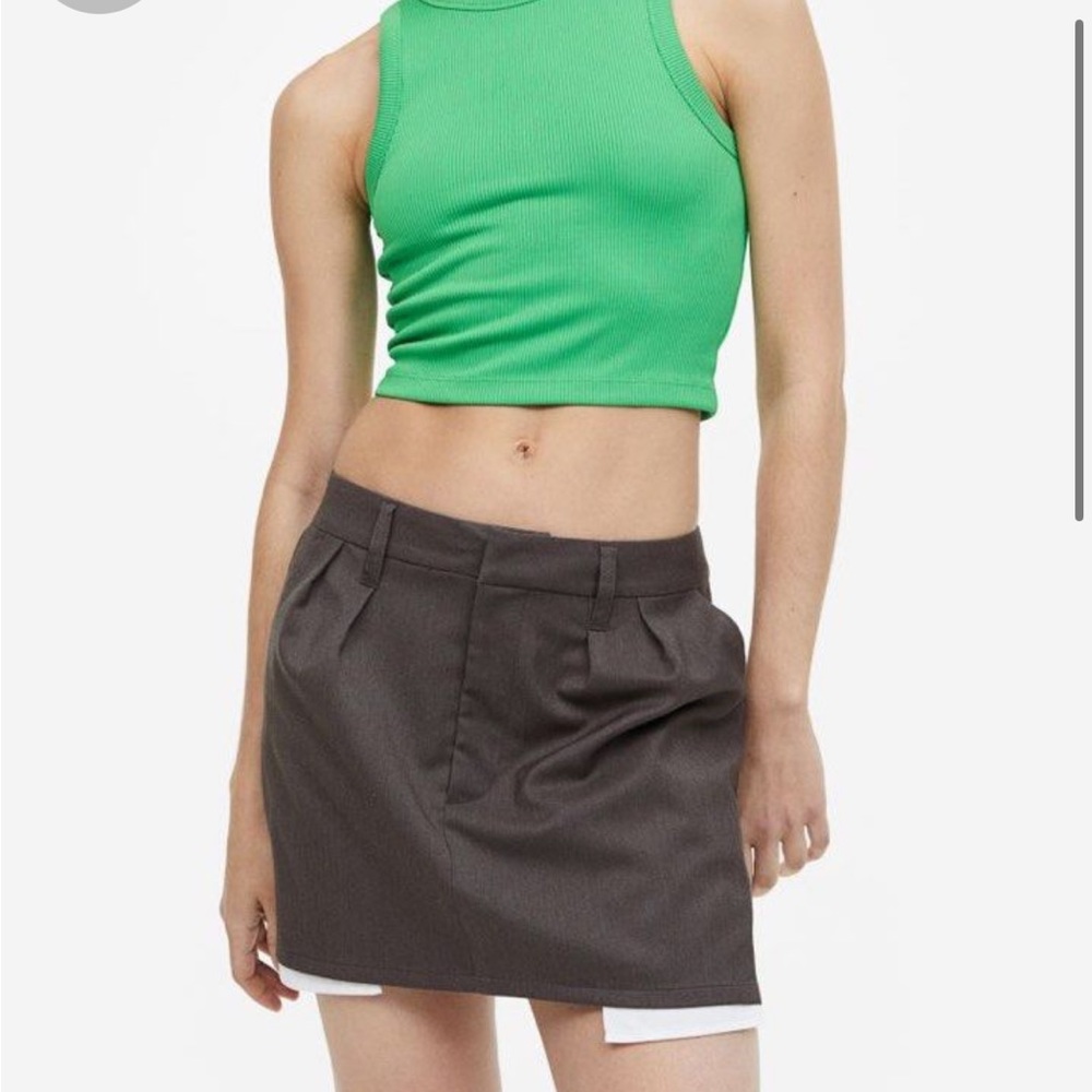 grey mini suit skirt